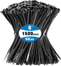 Zip Ties, KAMOTA 1500pcs 8 in Heavy Duty Cable Ties - 50lb Strength