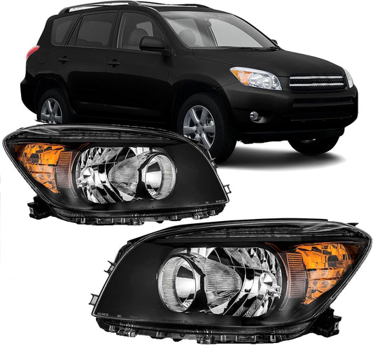 Headlights Assembly for 2006-2008 Toyota RAV4 - Black Replacement