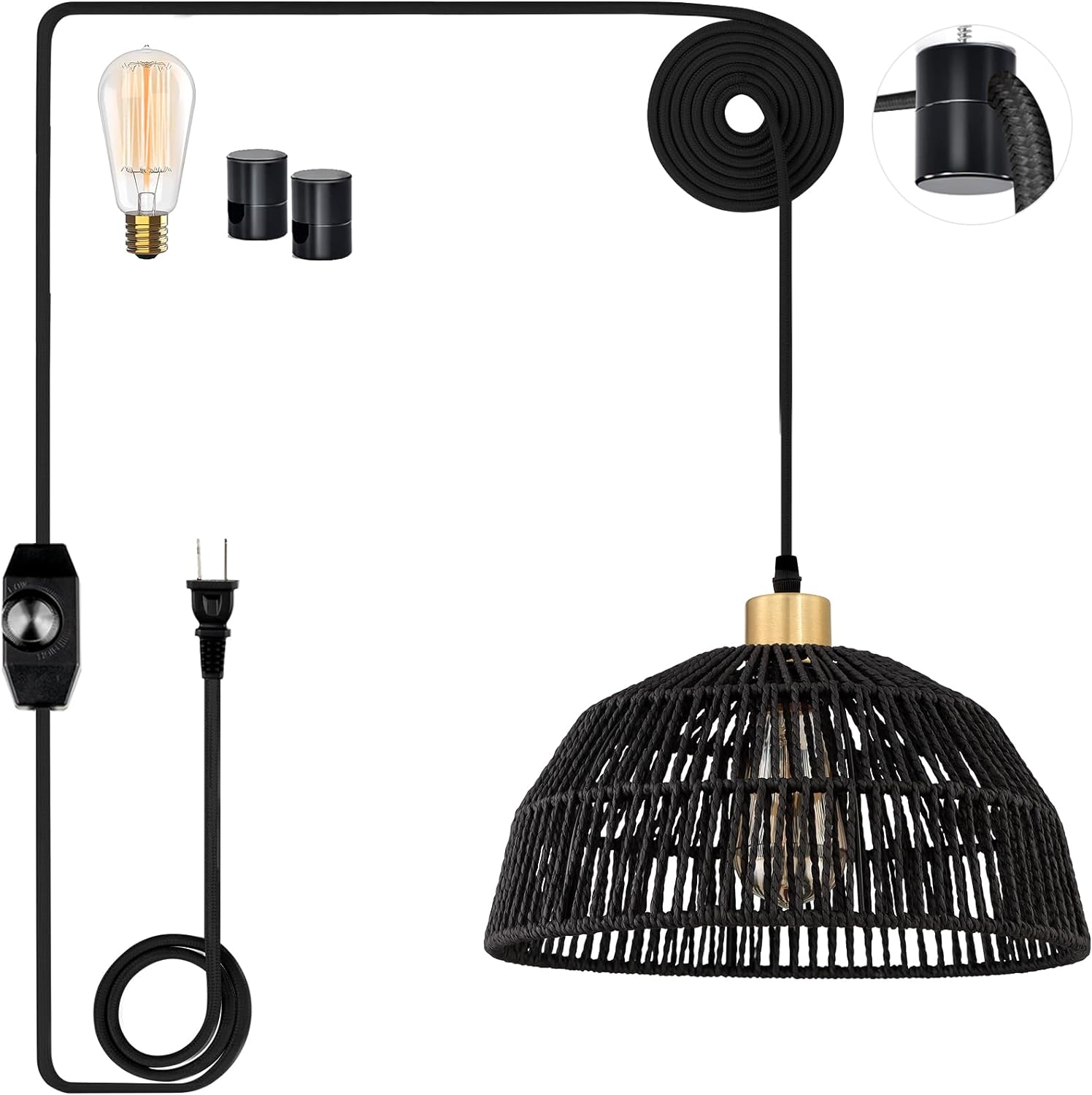 Plug in Pendant Light with Dimming Switch for Home Decor