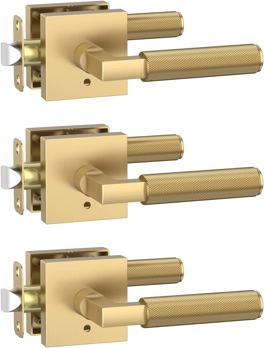 Amerdeco 3 Pack Privacy Door Handles for Bedroom & Bathroom