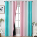 Pink and Teal Gradient Blackout Curtains 84 in - Thermal Ombre Drapes
