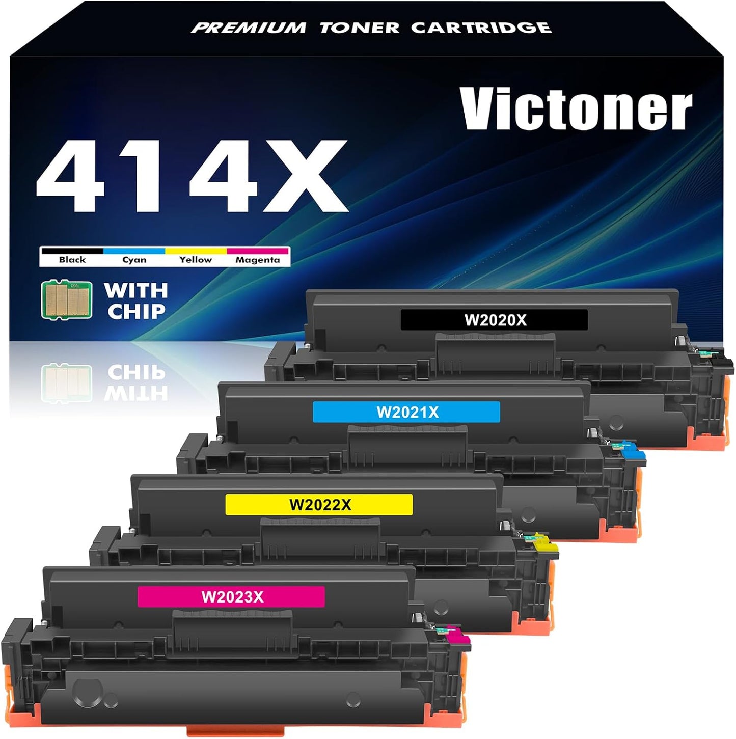 414X Toner Cartridges 4 Pack High Yield for HP Printers