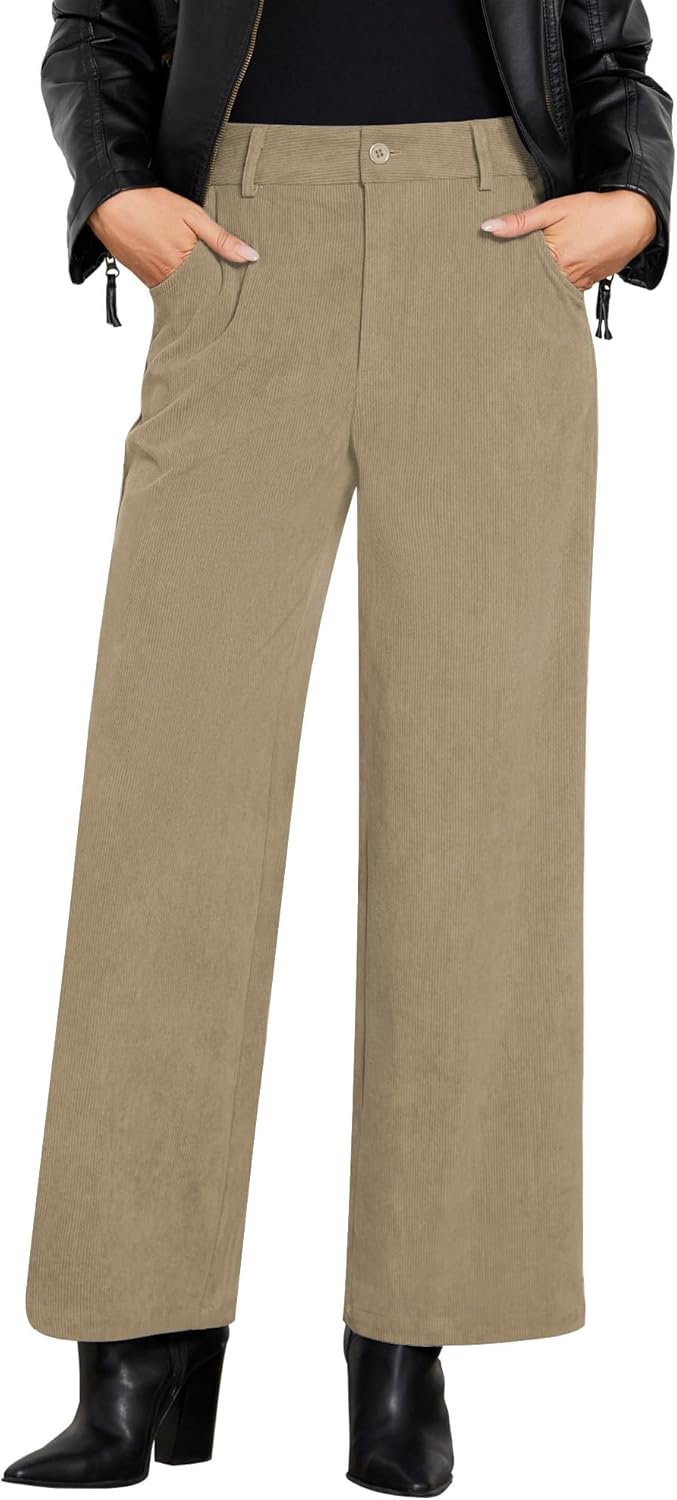 GRAPENT Corduroy Wide Leg Pants for Women - Trendy Trousers