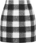 Womens High Waist Plaid Skirt Bodycon Pencil Wool Mini (Style K6D5)