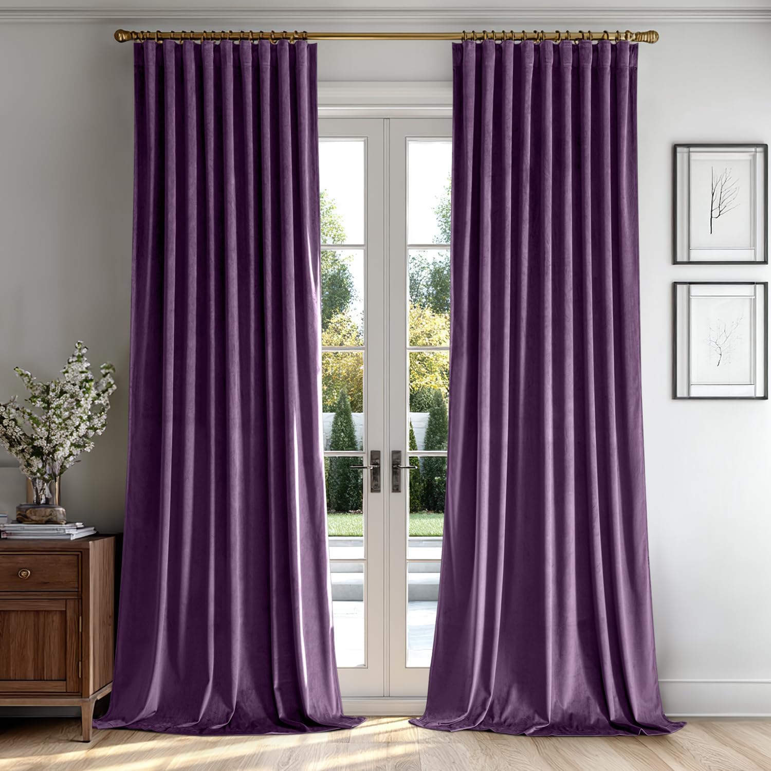 MIULEE Purple Velvet Curtains - Luxury Room Darkening Drapes