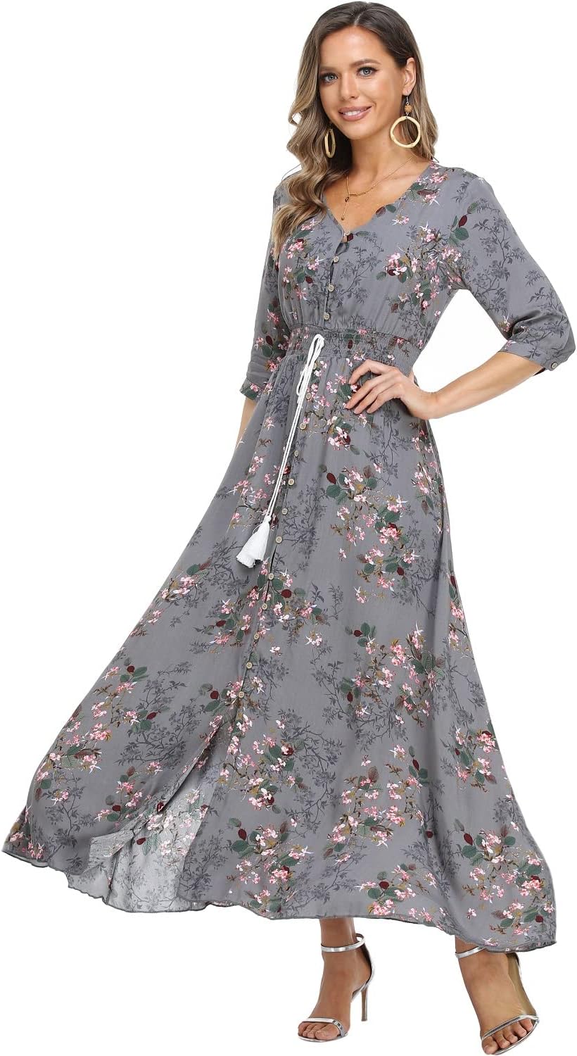 Floral Print Maxi Dress for Women - Bohemian Beach Style