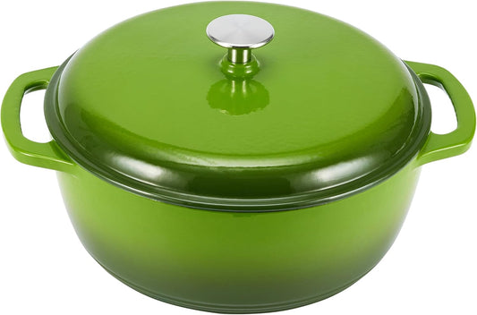 Cast Iron Dutch Oven Pot with Lid, Enameled, 6-Quart Green