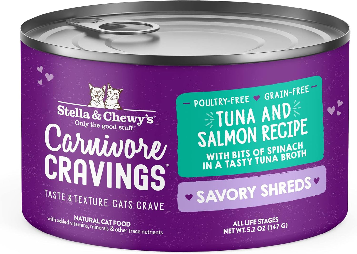 Savory Shreds Wet Cat Food - High-Moisture Tuna & Salmon Recipe