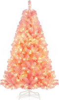Goplus 6 ft Pre-Lit Tinsel Christmas Tree - Lush, Sparkling Glow