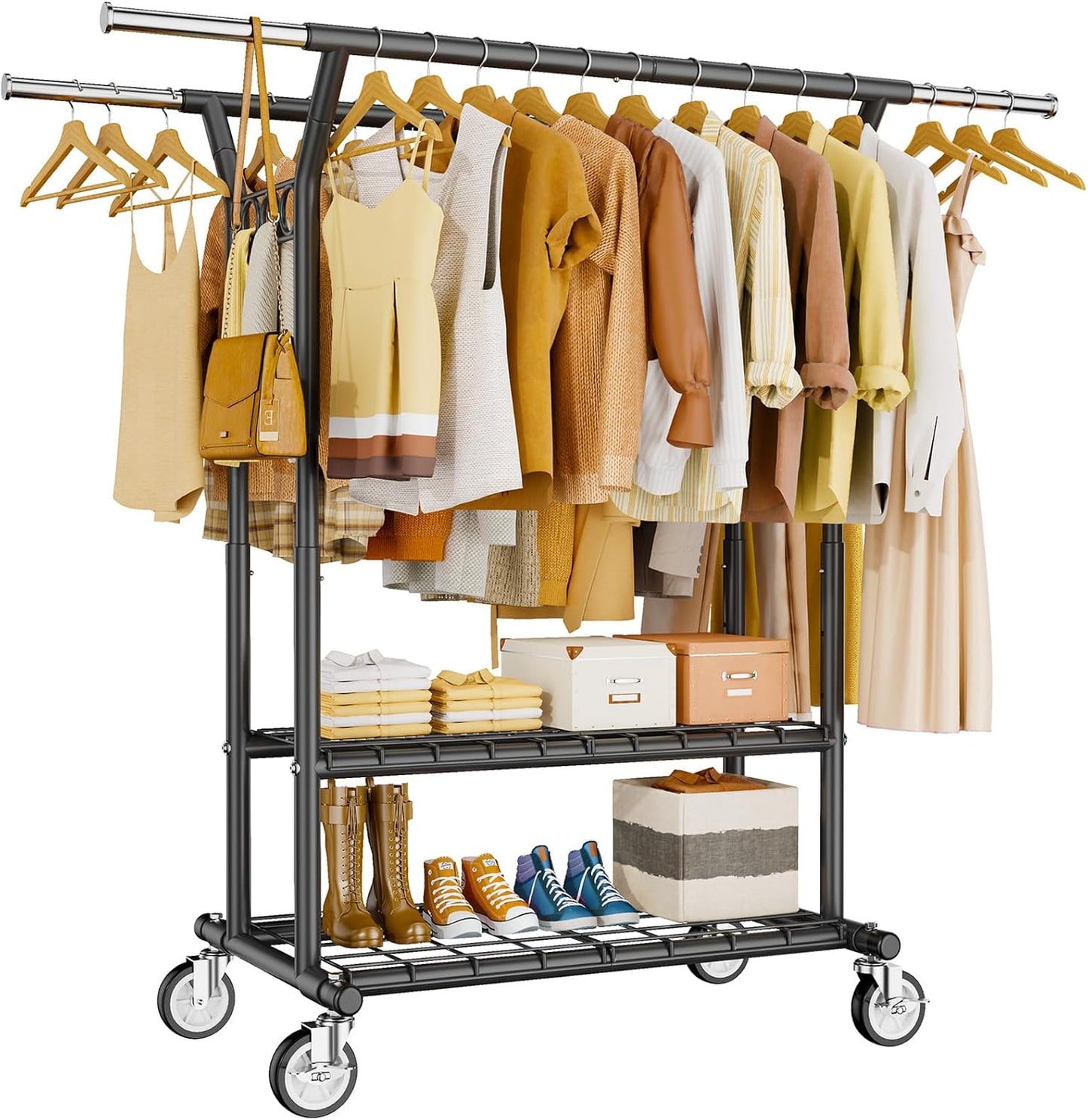 Heavy Duty Clothes Rack with Shelves for Maximum Storage Needs