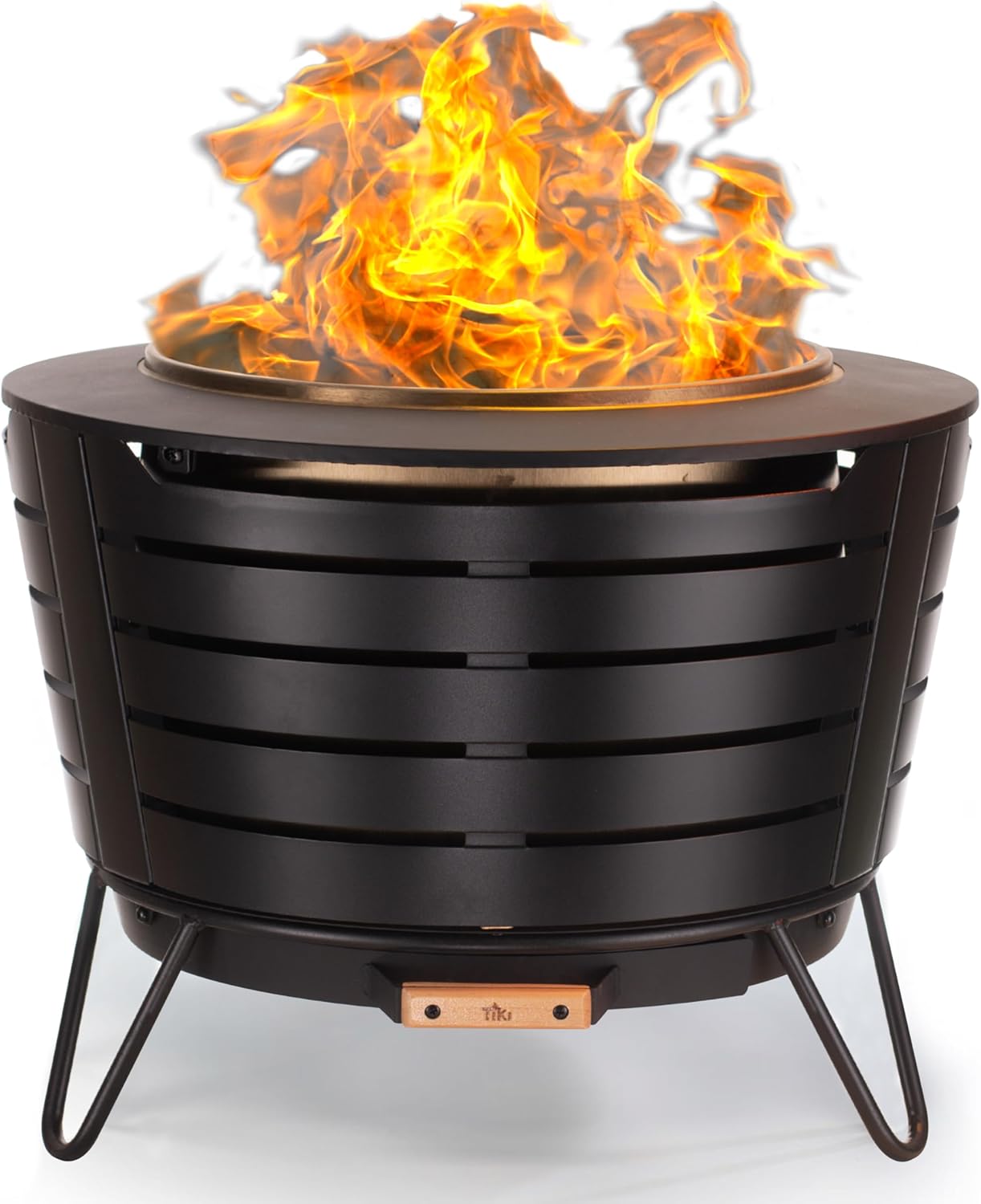 TIKI Patio Fire Pit Bundle - Smokeless Wood Burning Outdoor Fire Pit