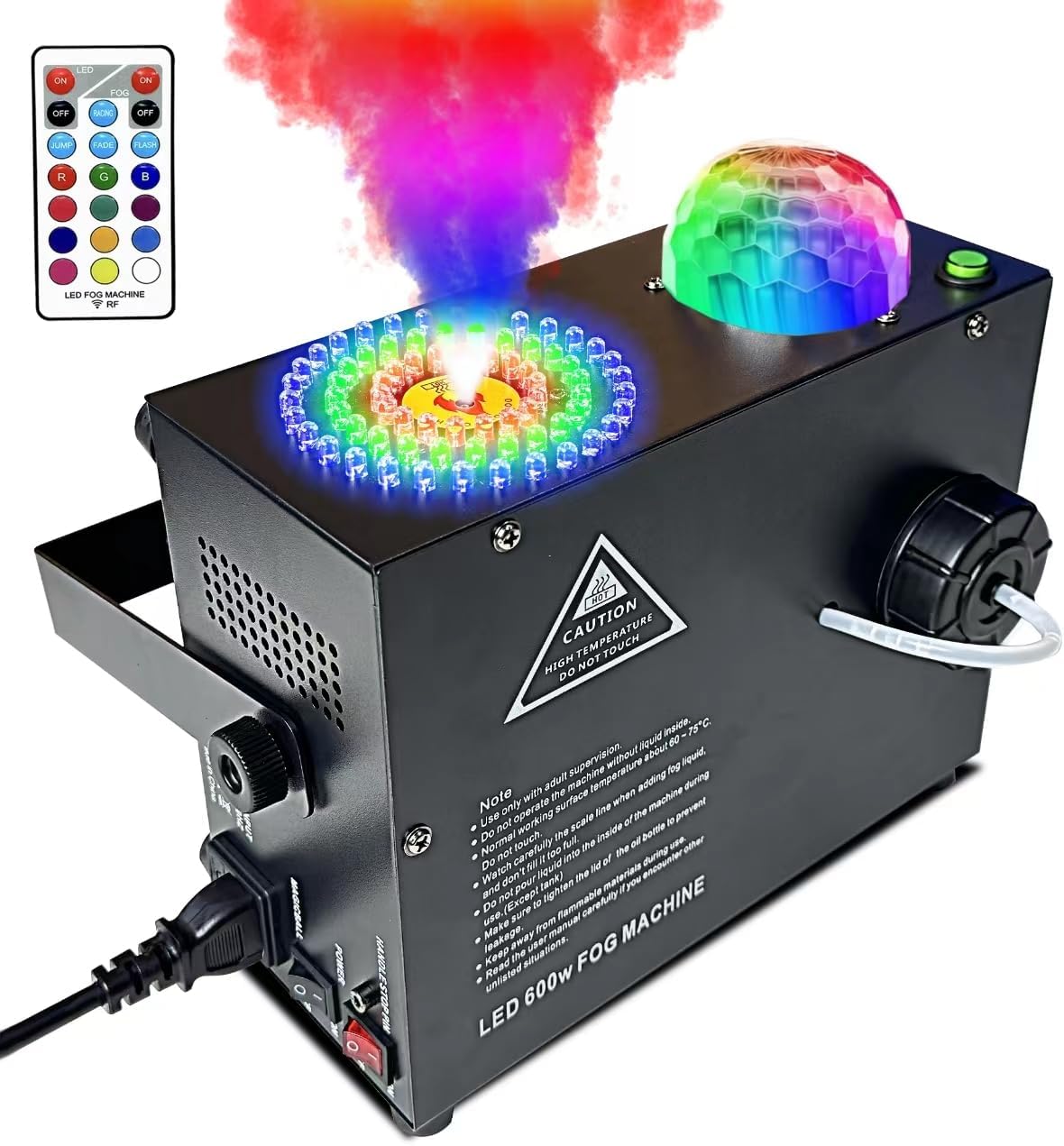 Smoke Machine with Disco Ball and 72 LED Lights for Events