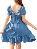 Arshiner Girls Tie Back Off Shoulder Ruffle Hem Dress - Casual