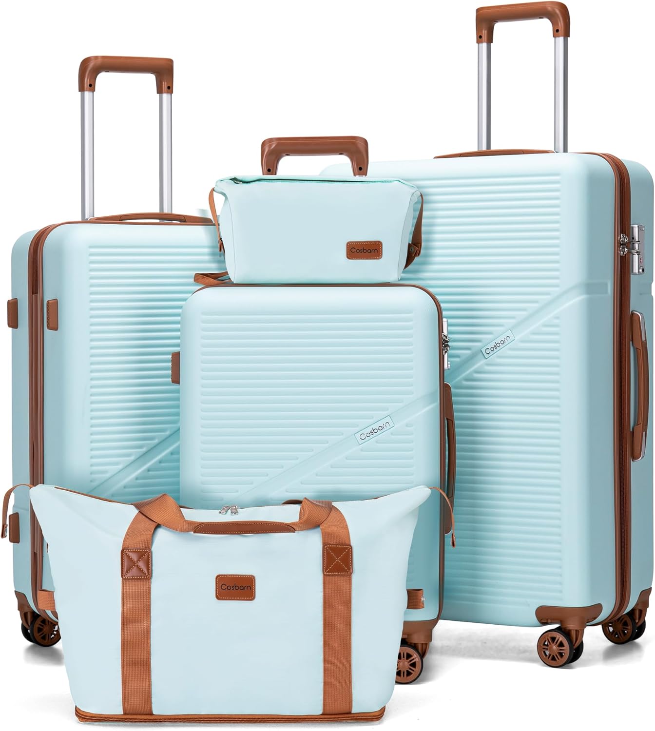 5 Piece Luggage Set with Spinner Wheels for Effortless Travel