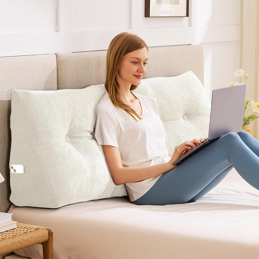 Wedge Pillow Headboard Queen for Comfort and Support in Beige