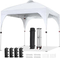8x8 White Pop Up Canopy Tent with Vent - Wheeled Bag & Stakes