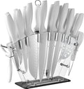EUNA Knife Block Set 19 PCS White Kitchen Knife Set - Sharp