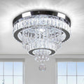 16 in Crystal Chandeliers LED Ceiling Light Flush Mount - Cool White