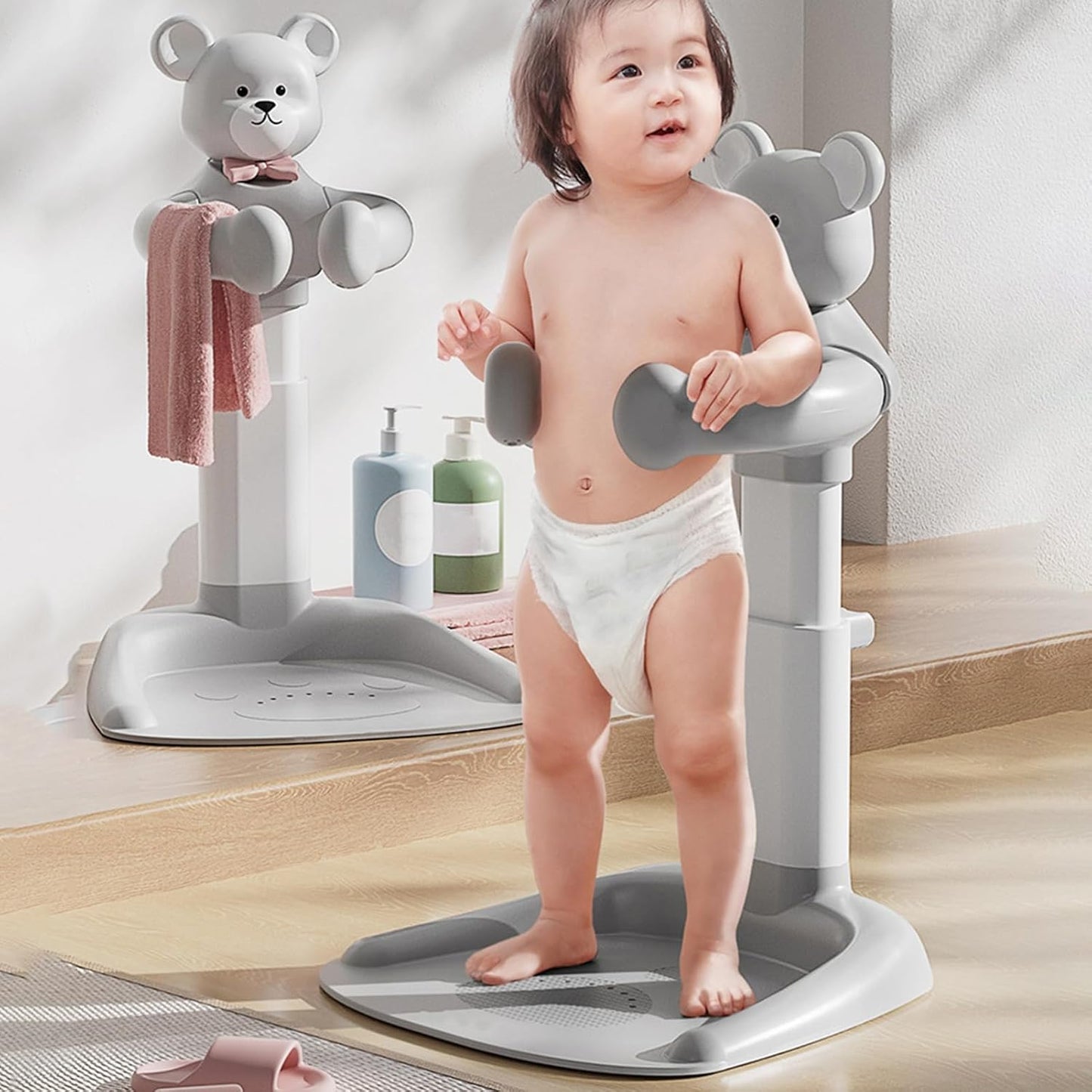 Adjustable Height Baby Shower Stand with Anti-Slip Base Support