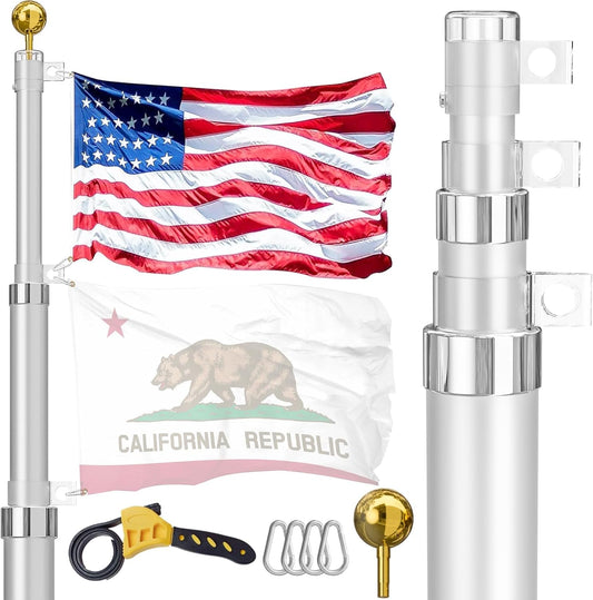 16 FT Heavy Duty Telescopic Flag Pole Kit for Yard Use