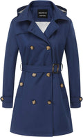 Women's Trench Coat with Detachable Hood - WaterRepellent Classic
