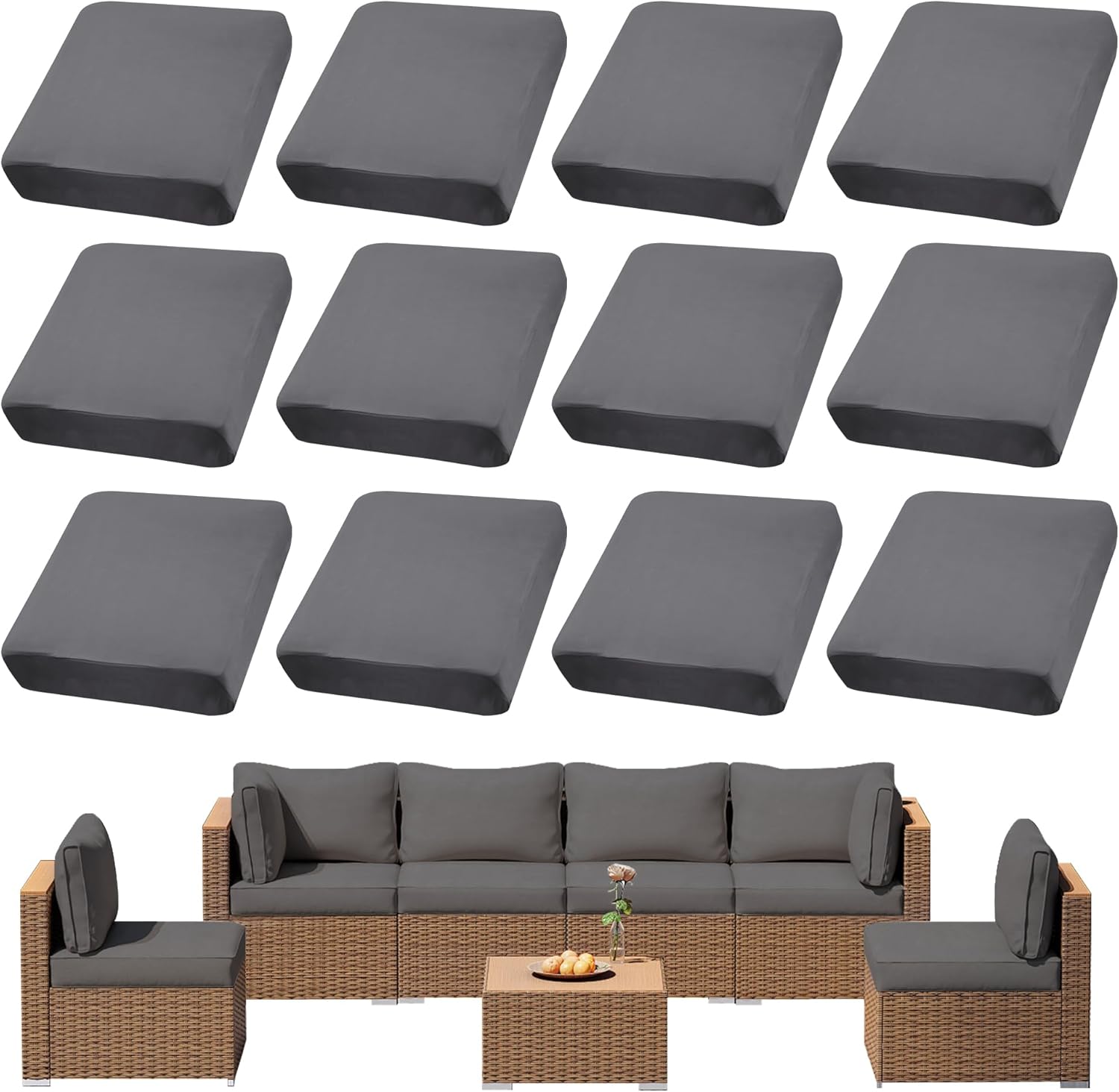 12Pcs Outdoor Cushion Covers Waterproof for Stylish Patio Use