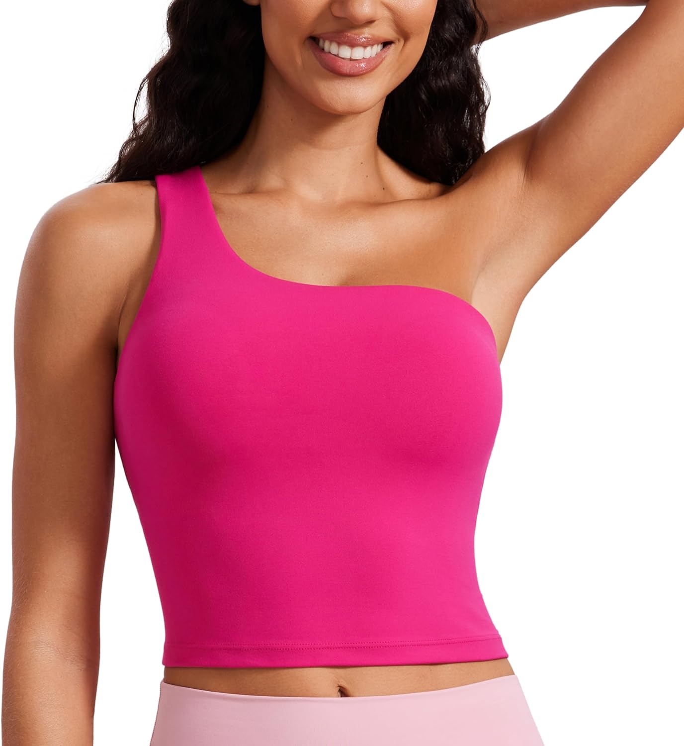 CRZ YOGA One Strap Butterluxe Sports Bra - Comfy Asymmetrical Crop
