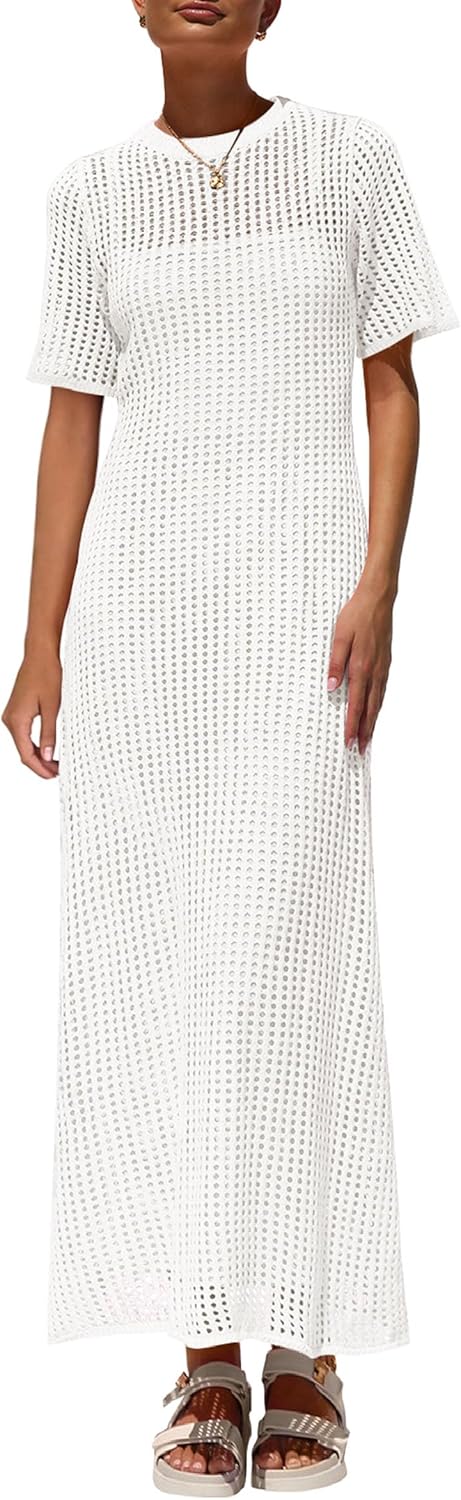 PRETTYGARDEN Womens Eyelet Cover Up Dress for Summer Fun