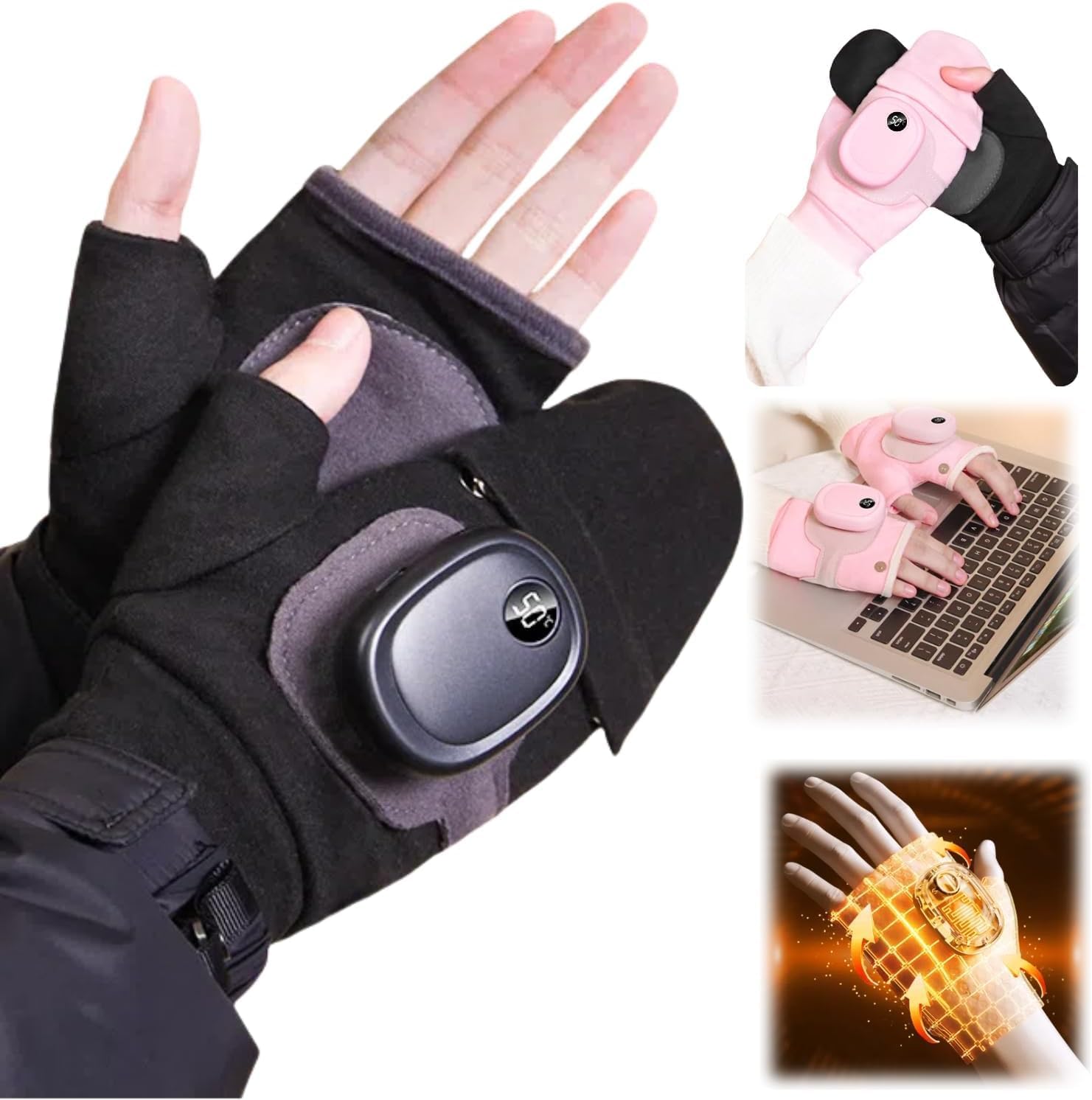 Smart Heated Fingerless Gloves for Winter Ease