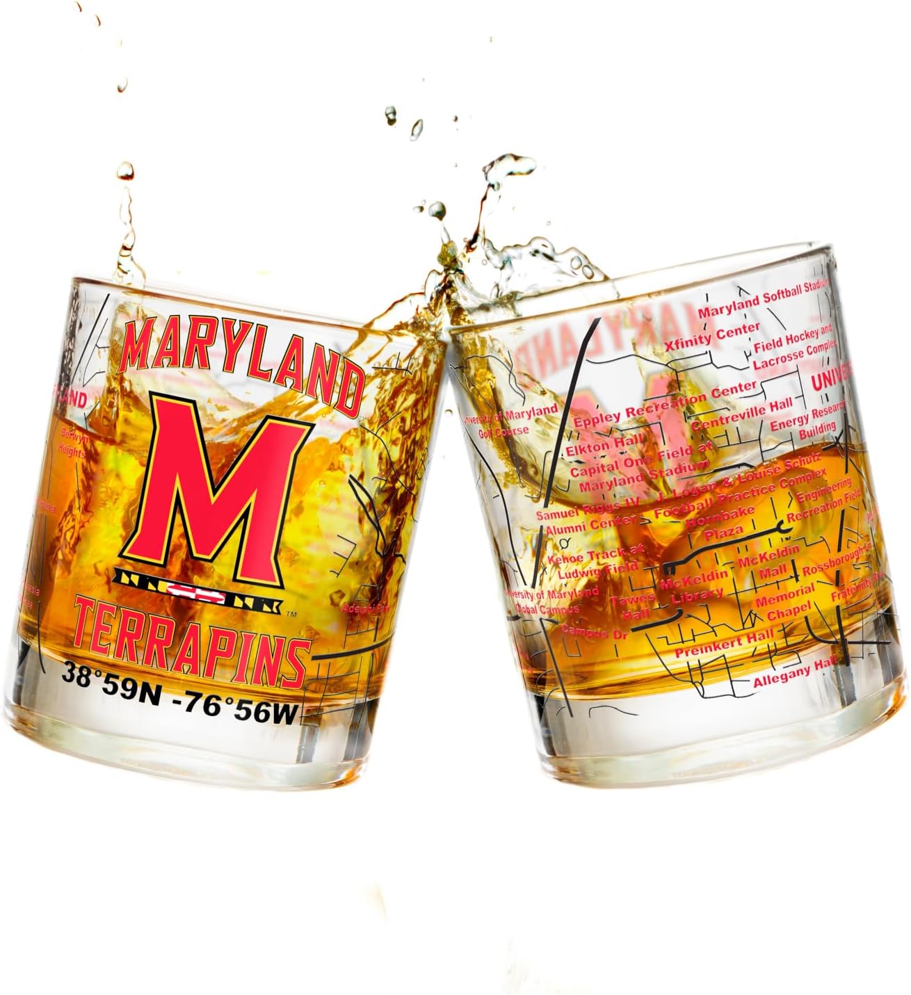 University of Maryland Terrapins College Whiskey Glasses Set of 2