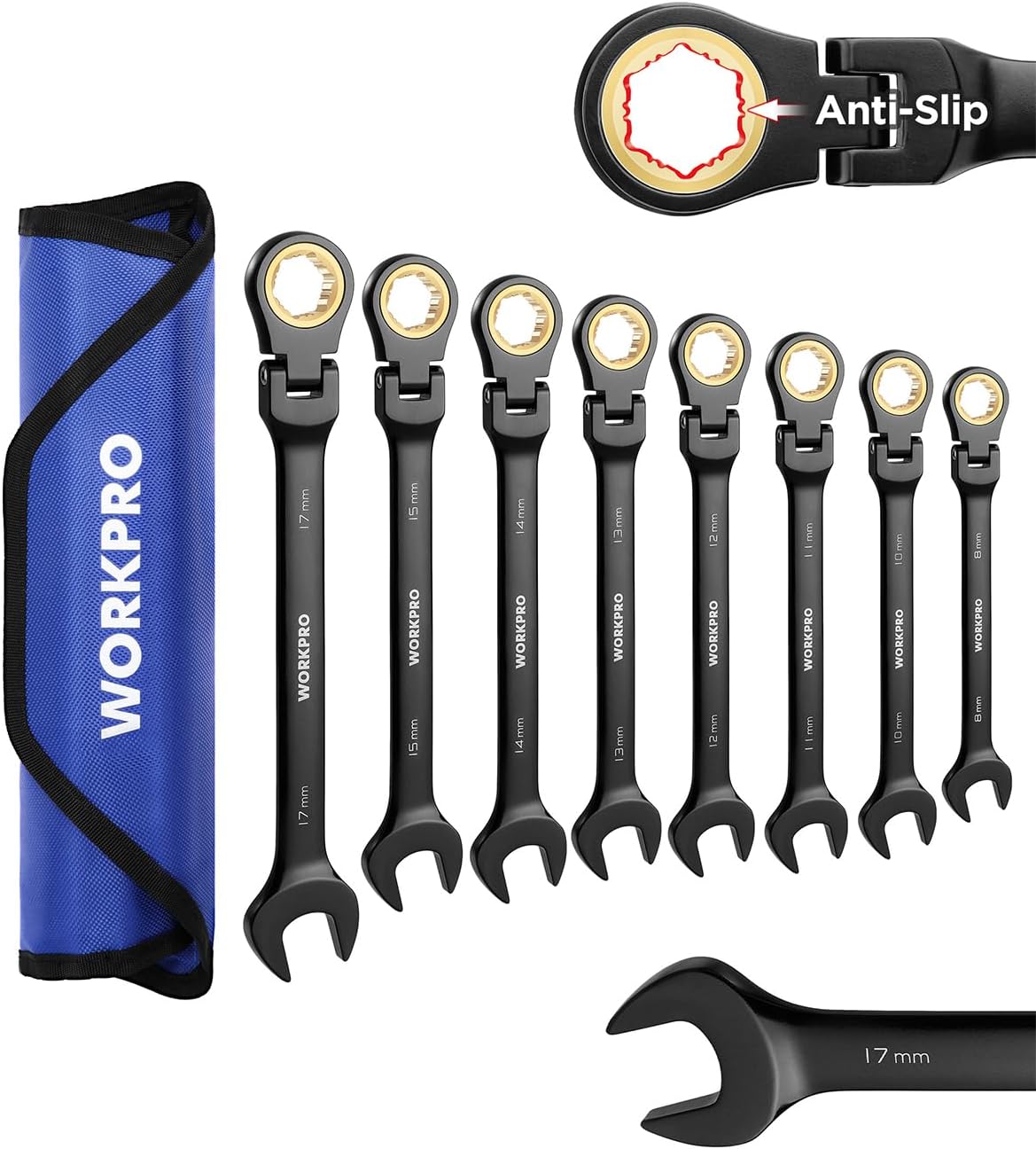 WORKPRO Ratcheting Combination Wrench Set for Precision Tasks