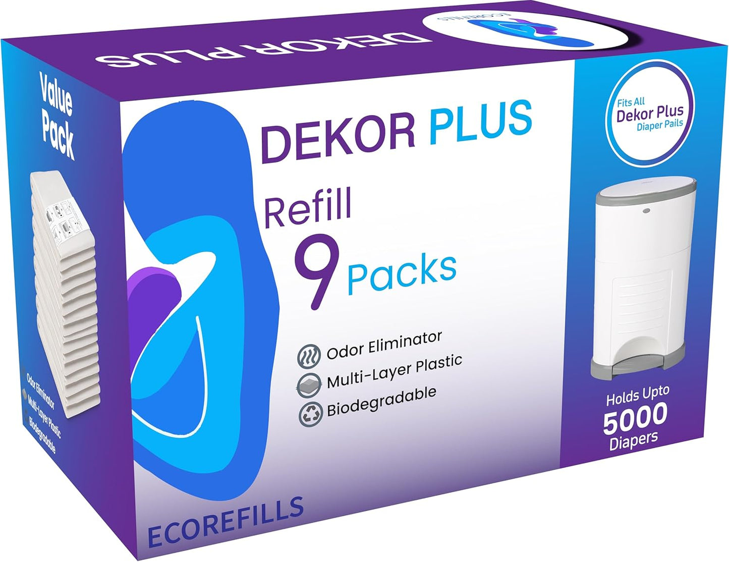 ECO-REFILLS Diaper Pail Refills for Dekor PLUS - Odor Control
