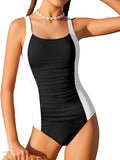 Girl Swimsuit One Piece Bathing Suit for Girls Solid Color Ruched hues