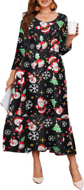 3/4 Sleeve Dresses for Women Plus Size Casual Long Maxi - Soft Rayon
