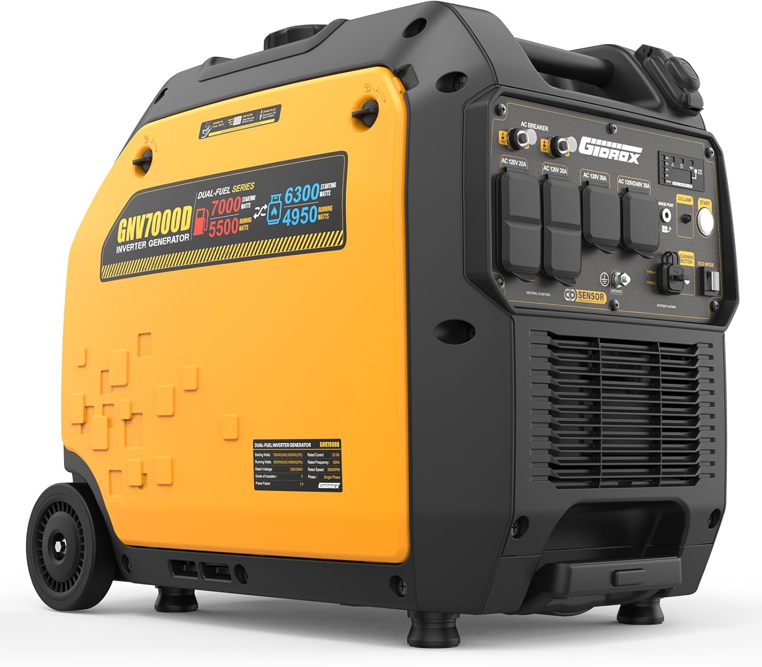 7000W Dual Fuel Inverter Generator for RV, Camping & More