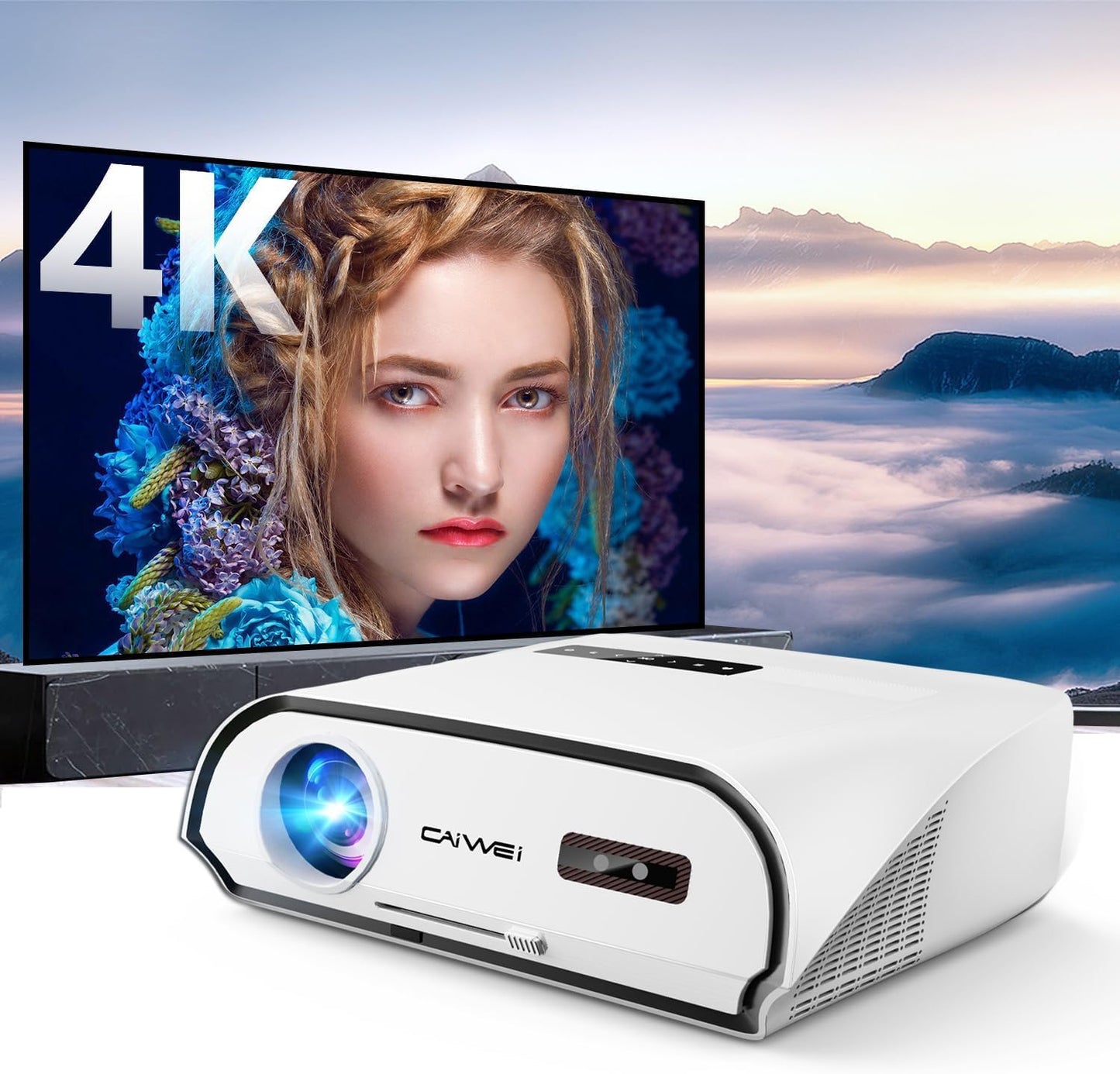 CAIWEI 4K Daytime Projector - Stunning 1400 Lumens