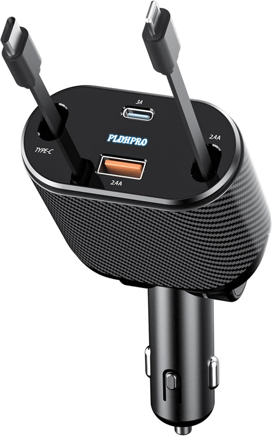 Fast 62W Retractable Charger for iPhone & Samsung