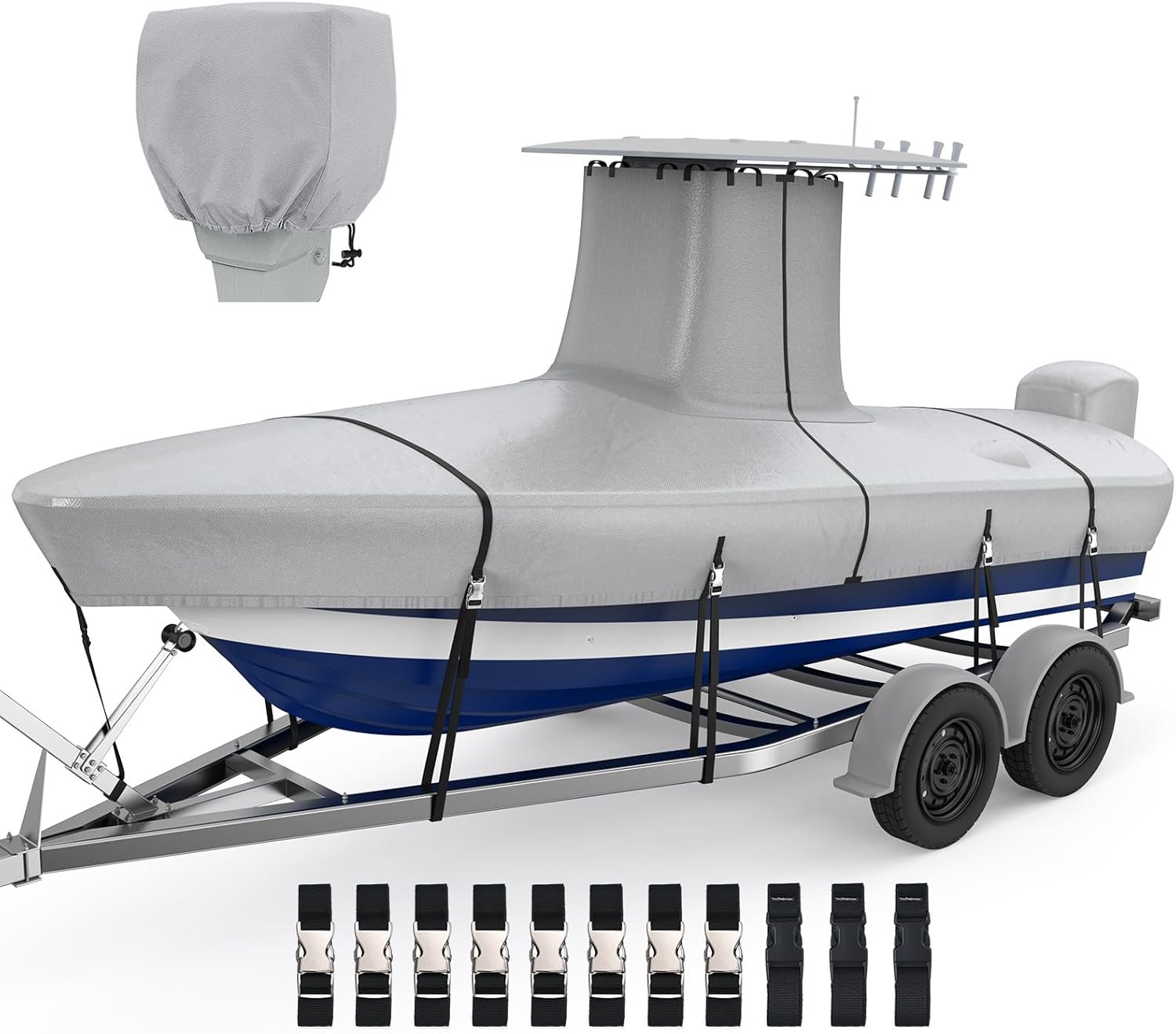 RVMasking 1200D T-Top Boat Cover: Heavy Duty Waterproof Protection