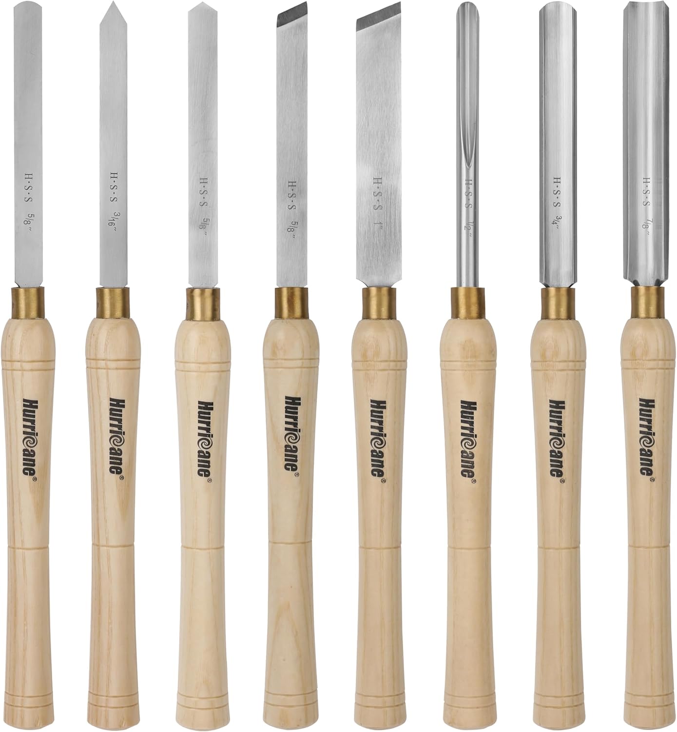 HURRICANE 8pc Wood Lathe Chisel Set for Precision Woodturning