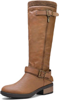 DREAM PAIRS Women's Knee High Wide Calf Riding Boots - Cozy Low Heel
