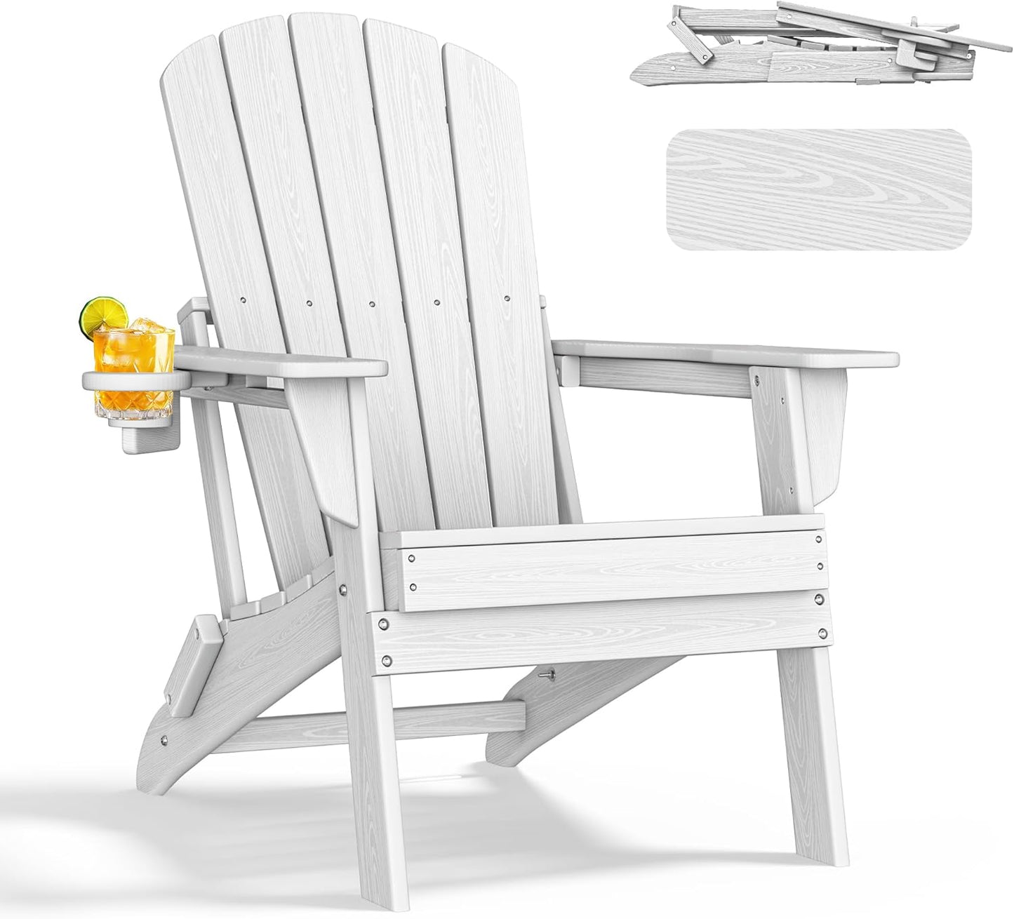 Folding Adirondack Chair with Ergonomic Design for Comfort