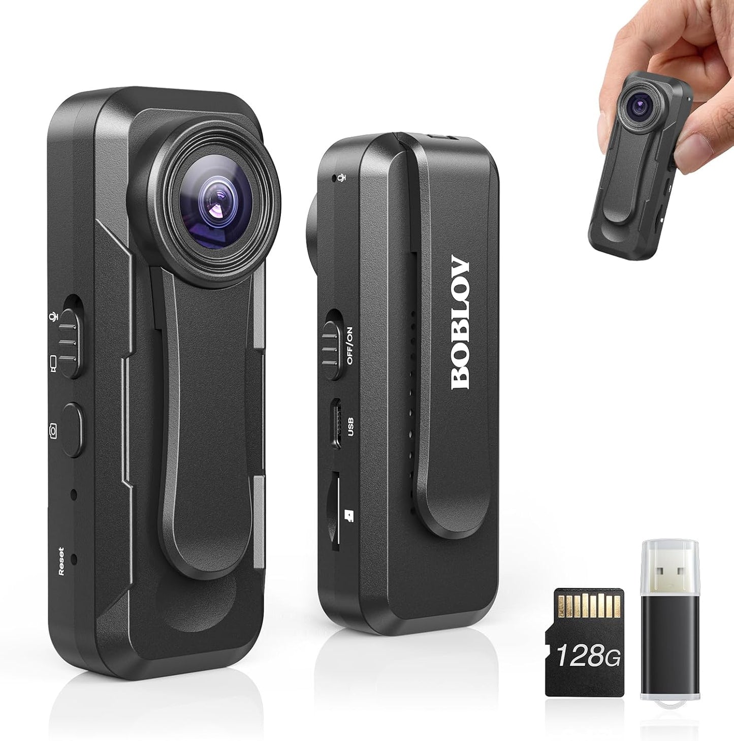 BOBLOV W1 Body Worn Camera with 128GB HD 1080P Recording