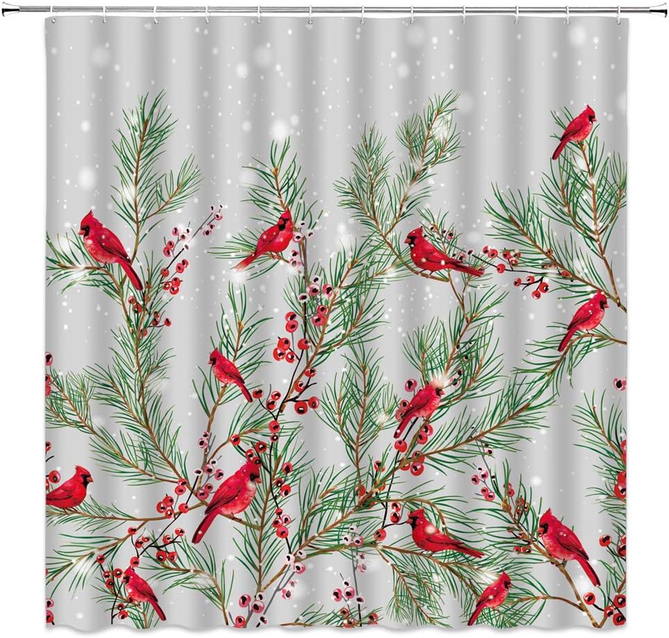 Vintage Christmas Bird Shower Curtain