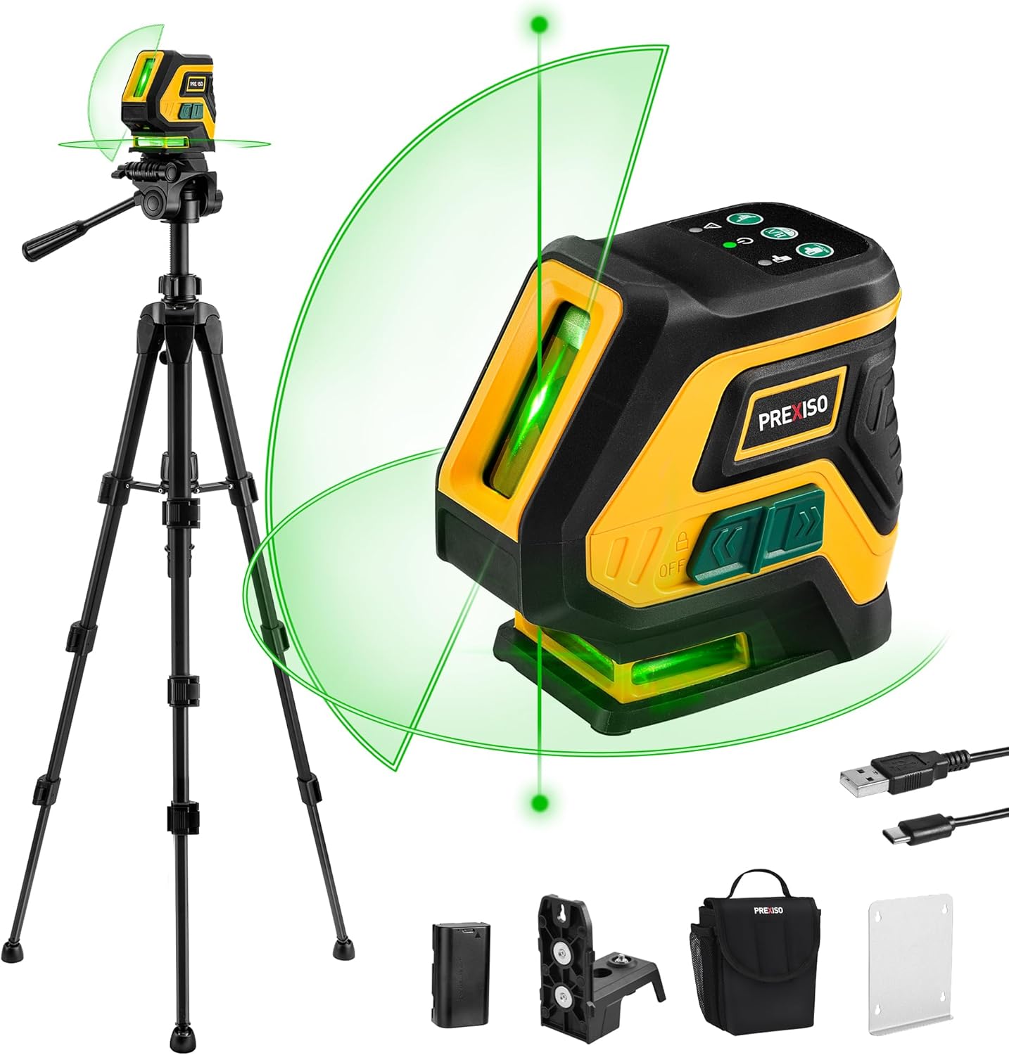 PREXISO Laser Level with Tripod & Plumb Dots for Precision Work