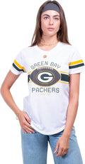 Ultra Game Women's NFL Official Soft Mesh Varsity Stripe T-Shirt all