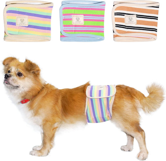Stylish Washable Male Dog Diapers (3-Pack, Colorful)
