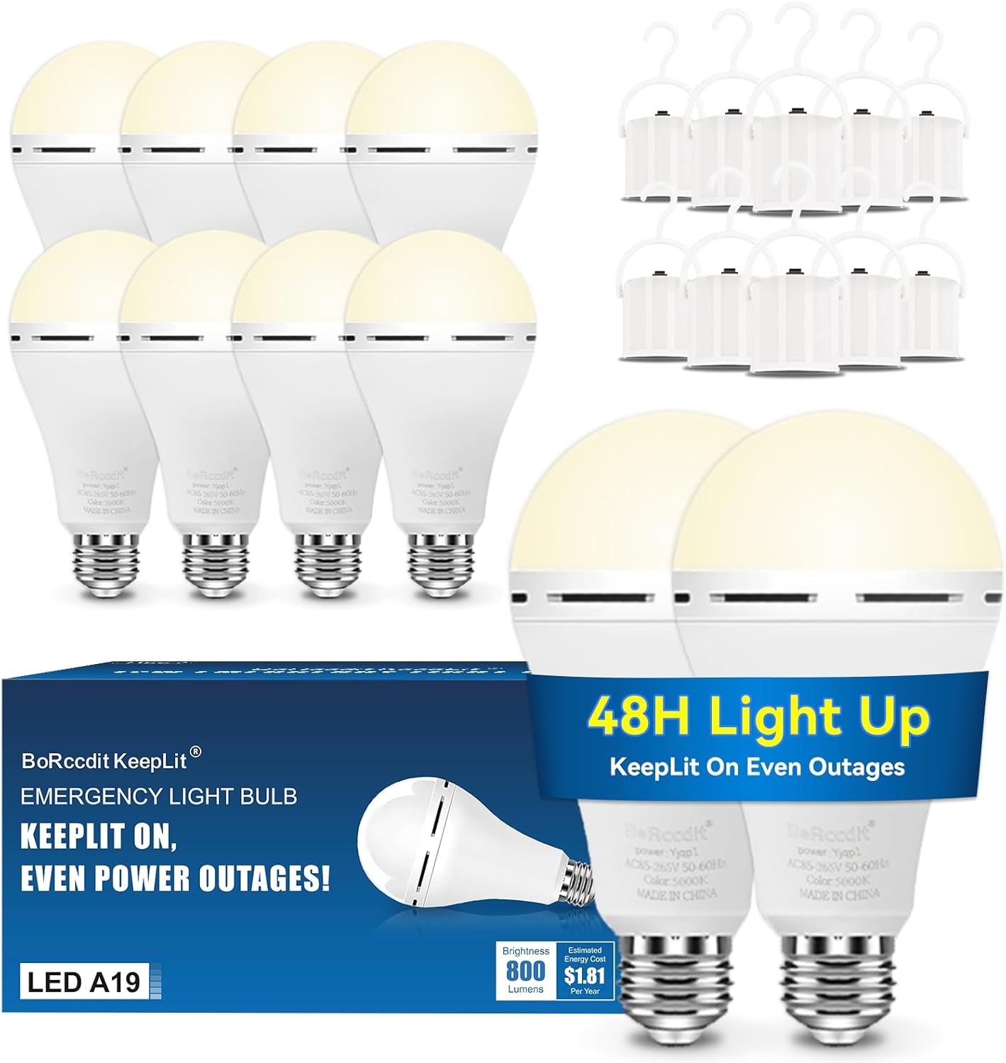 KeepLit Emergency Rechargeable Light Bulbs for Power Outages