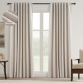 Topfinel Black Out Rustic 96 in Linen Curtains 2 Panel Set - Room