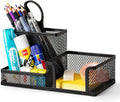 mesh desk organizer with pencil holder and 3 compartments - tidy
