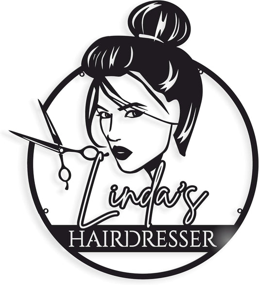 Custom Hairdresser Sign - Personalized Metal Wall Art for Salons